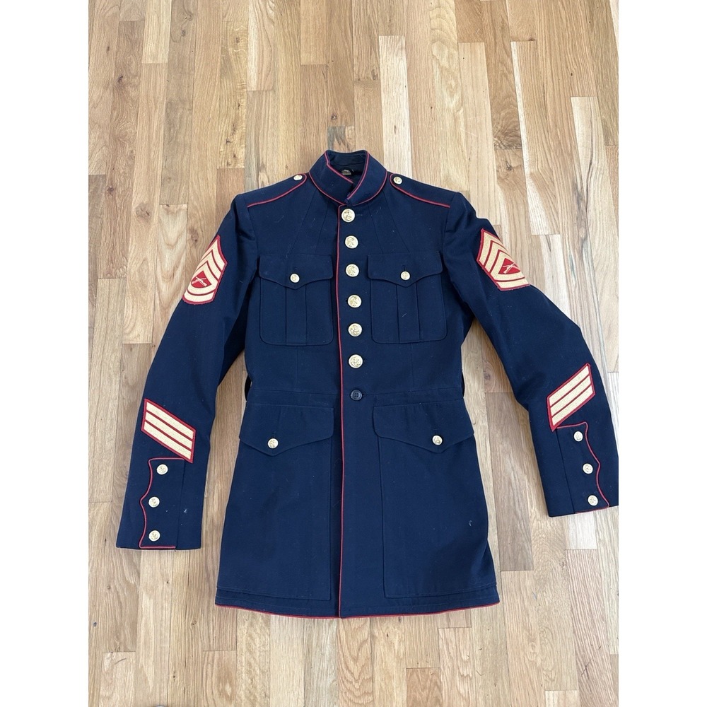 Vintage USMC Dress Blues Coat‎ Staff Sergeant E6 Marine Corps 38R Enlisted